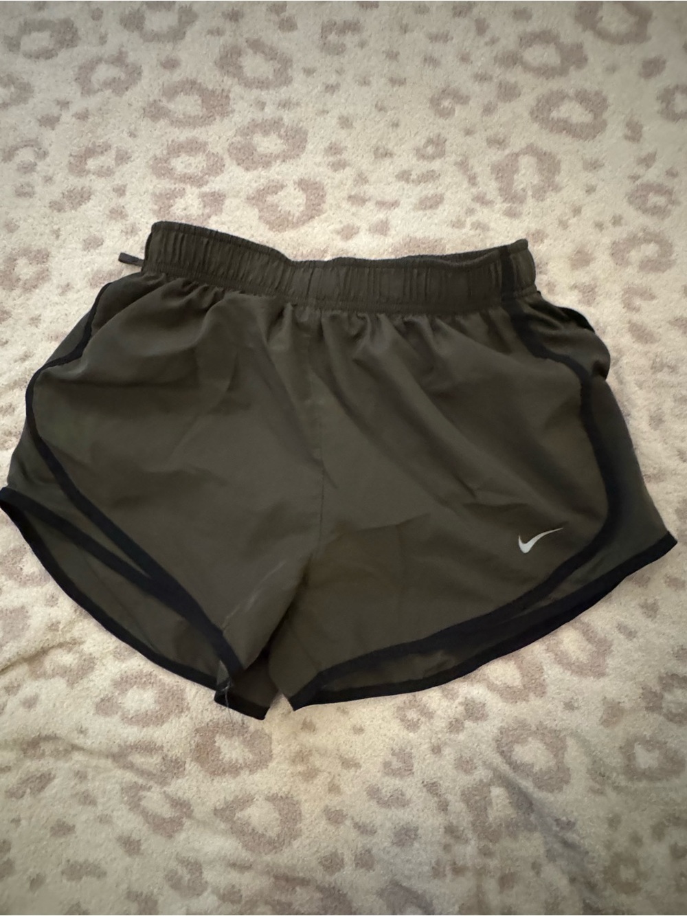 Nike Olive Green Athletic Shorts with Black Trim
